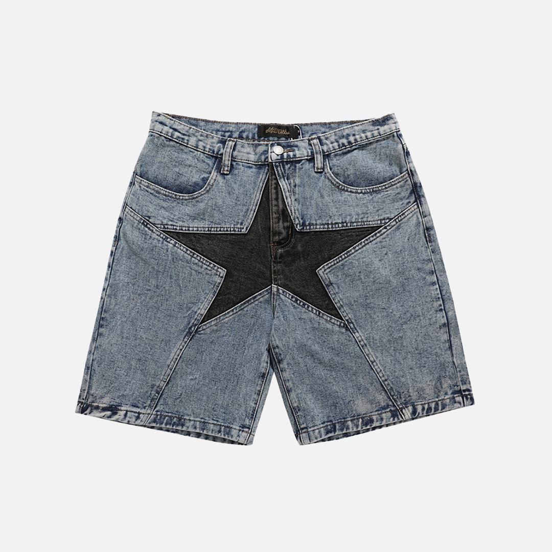 Denim Yıldız Patchwork Şort
