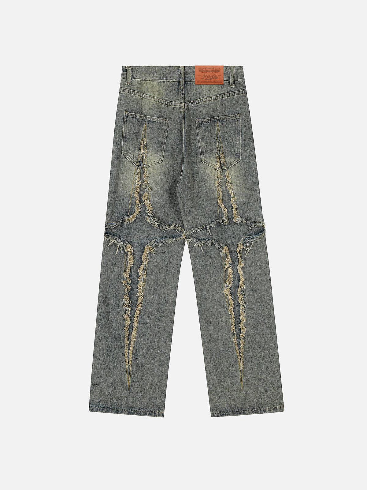 Yıkanmış Püskül Detaylı Jean