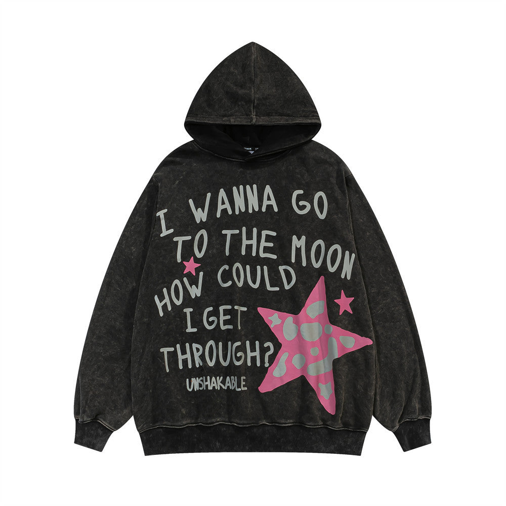 Alfabe Pentagram Baskılı Sweatshirt
