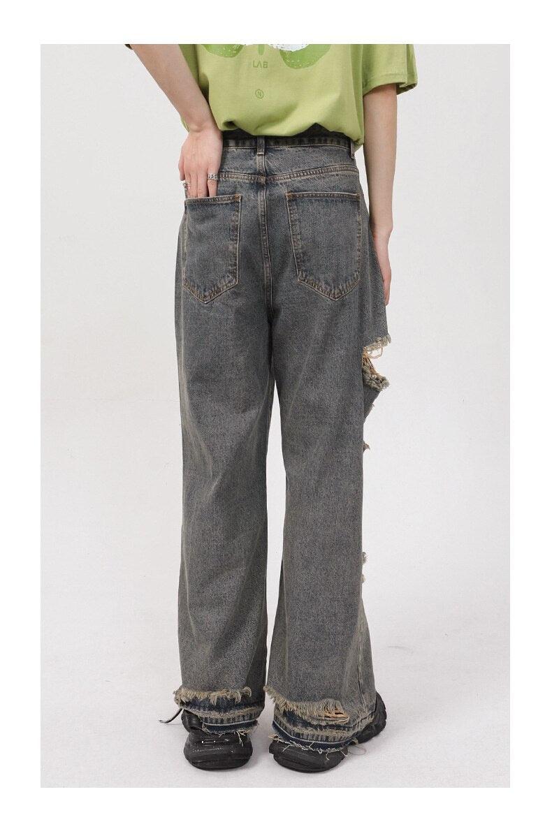 Retro Delikli Kot Kot Pantolon