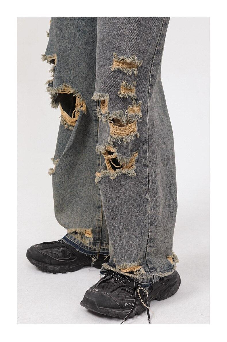 Retro Delikli Kot Kot Pantolon