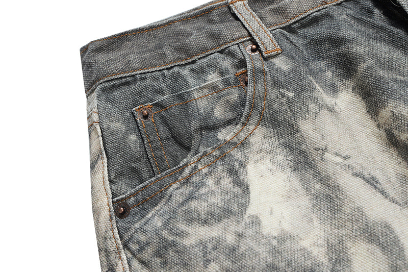 Kamuflaj ve Splash Baskılı Jean