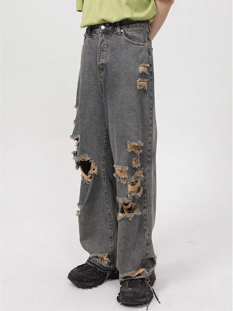 Retro Delikli Kot Kot Pantolon