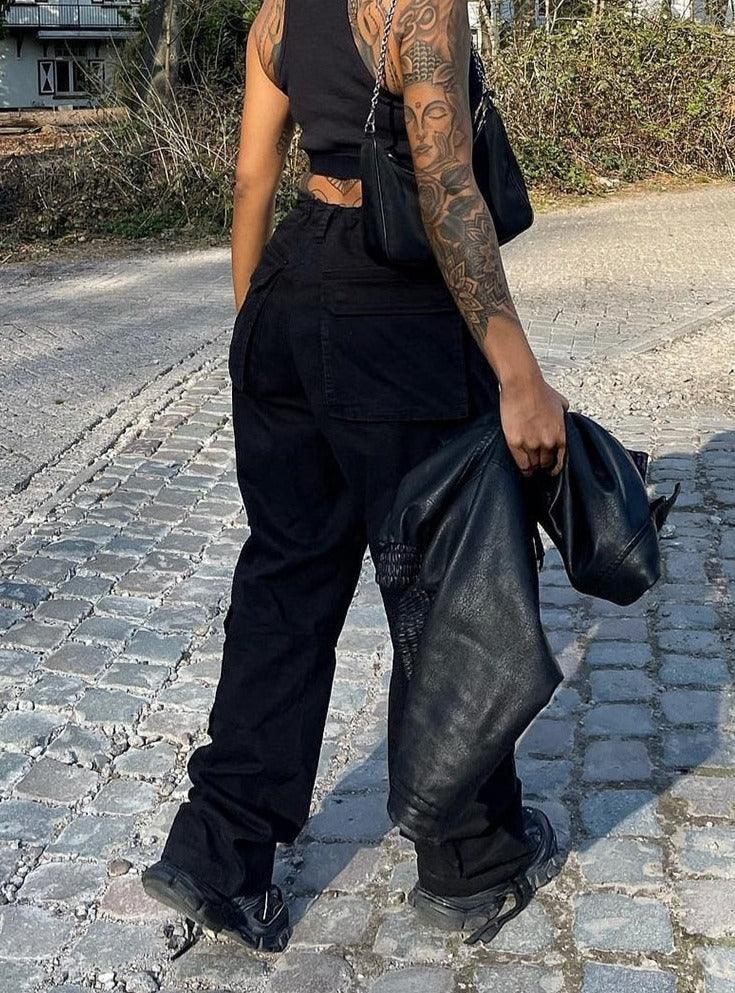 Her Yerde Cepli Denim Kargo Pantolon