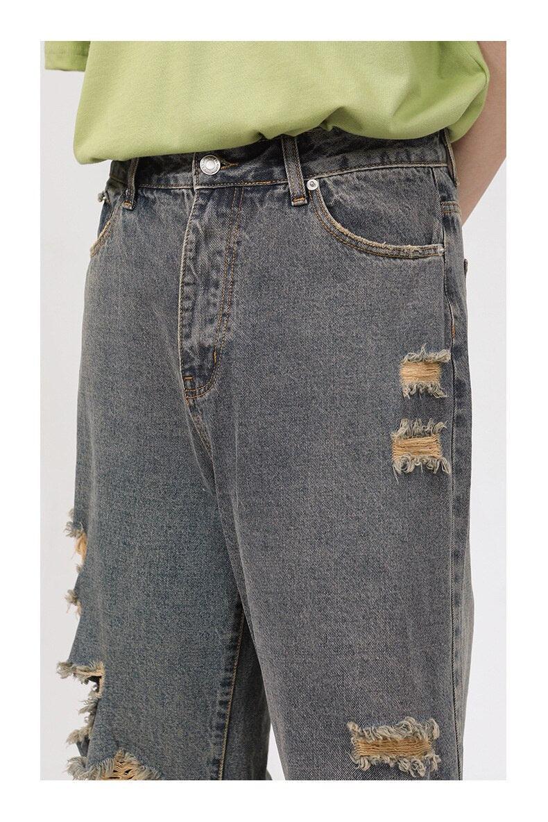 Retro Delikli Kot Kot Pantolon