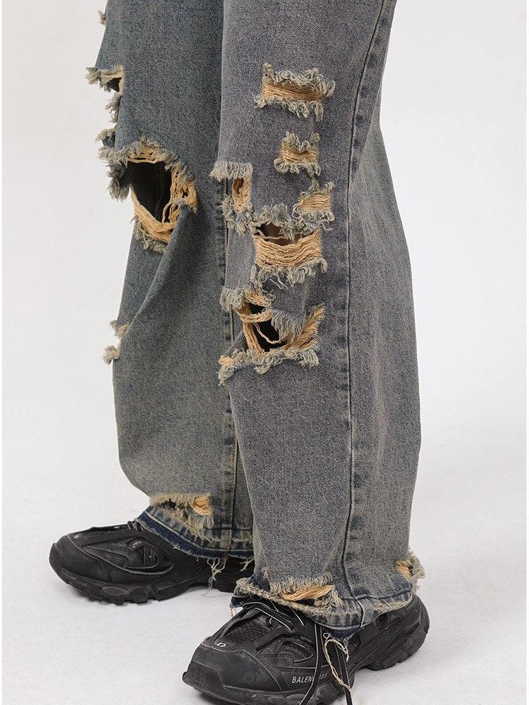Retro Delikli Kot Kot Pantolon