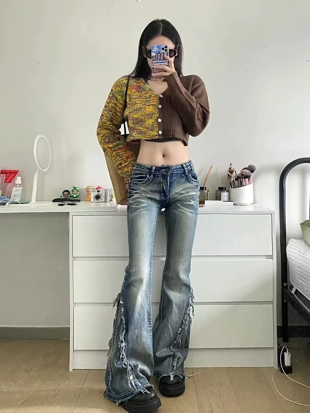 Gotik Flare Kot Pantolon