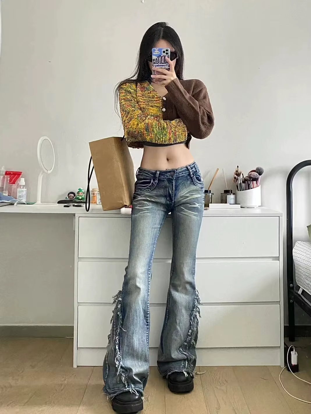 Gotik Flare Kot Pantolon