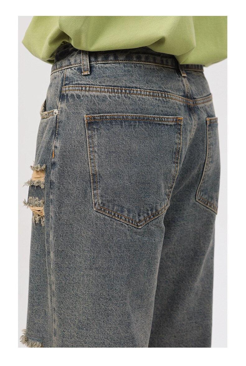 Retro Delikli Kot Kot Pantolon
