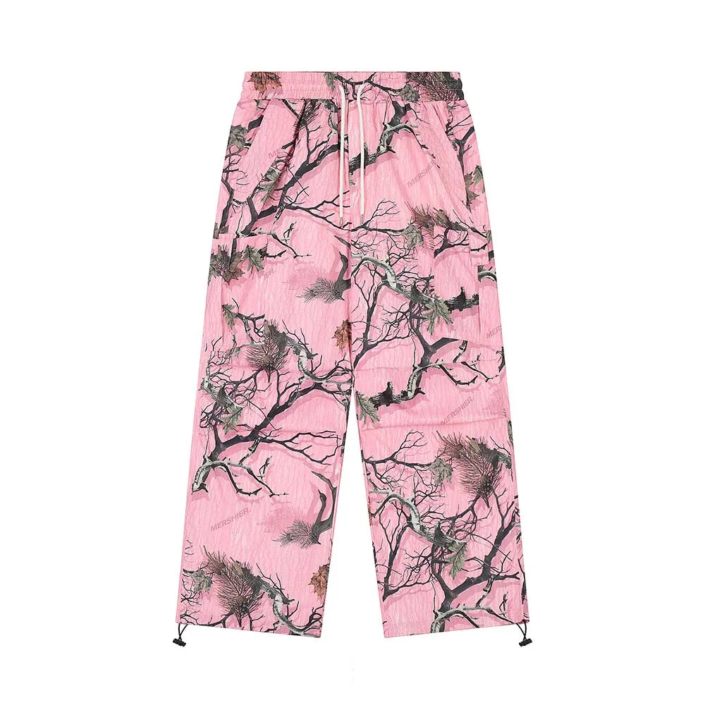 Pembe Dal Yaprak Desenli Pantolon