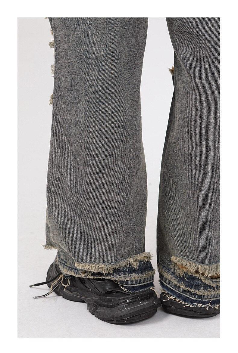 Retro Delikli Kot Kot Pantolon