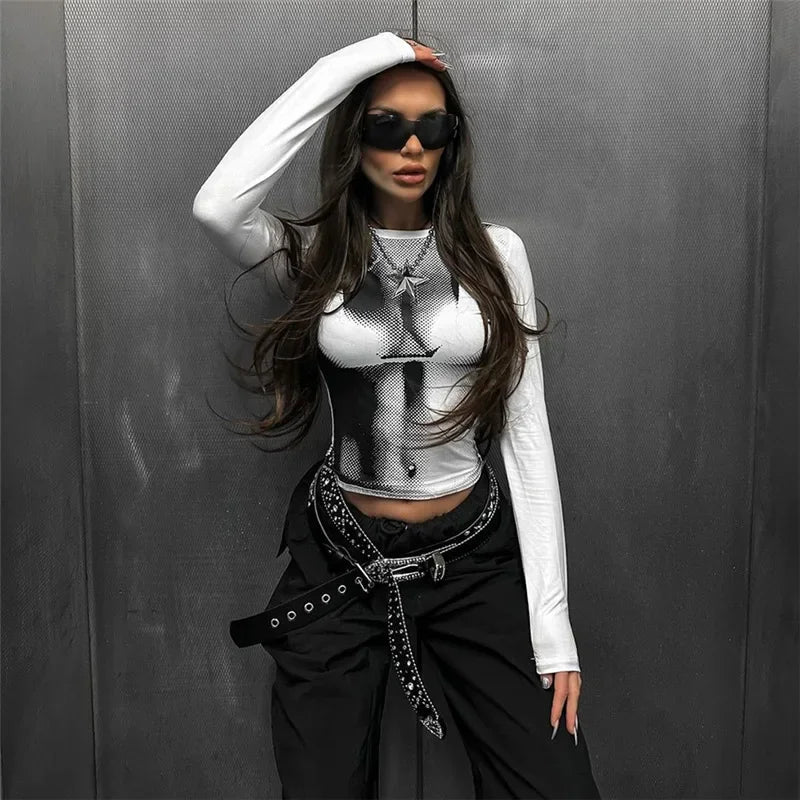 ABSTRACT BODY CROP TOP