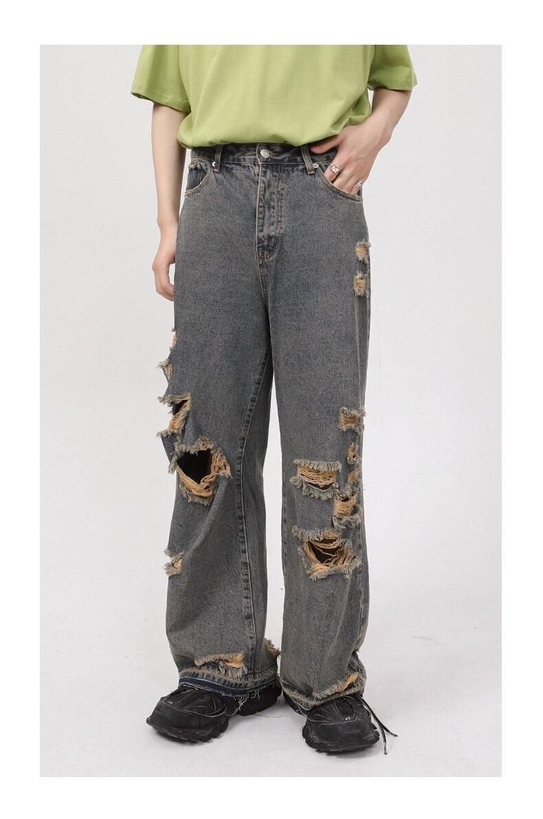 Retro Delikli Kot Kot Pantolon