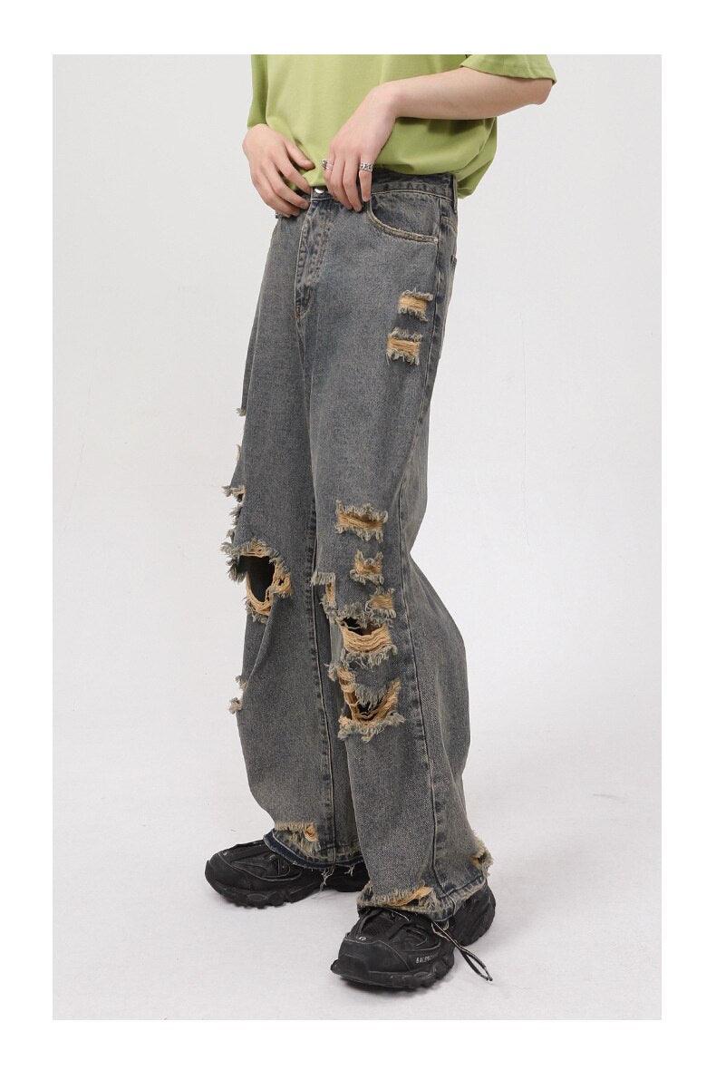 Retro Delikli Kot Kot Pantolon