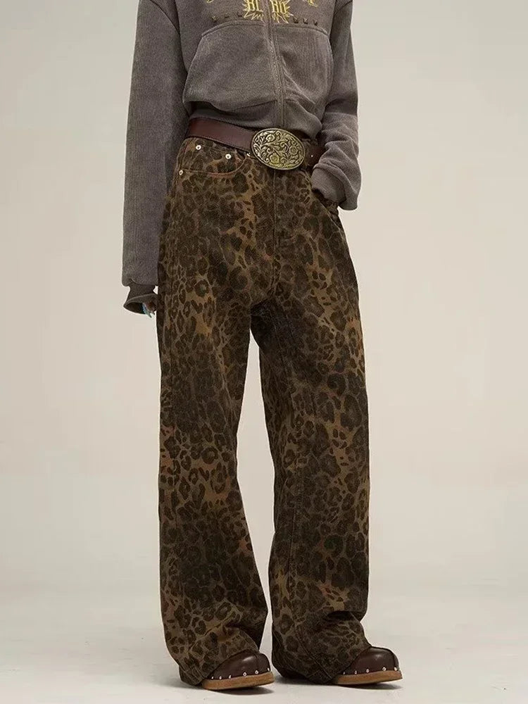 Tan Leopar Kot Kadın Denim Pantolon