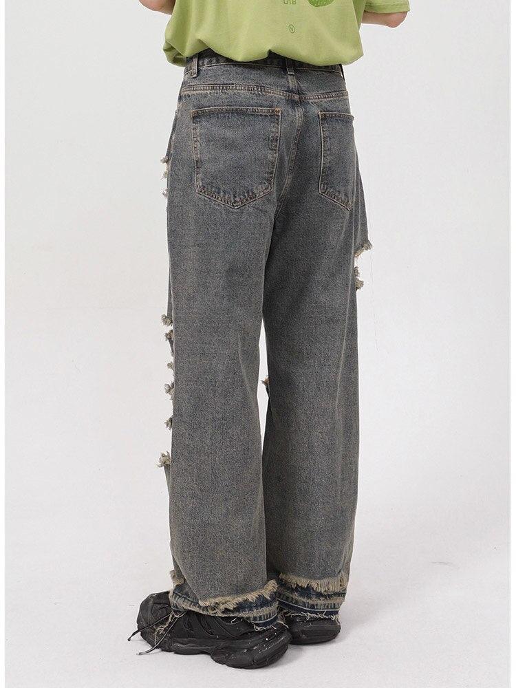 Retro Delikli Kot Kot Pantolon