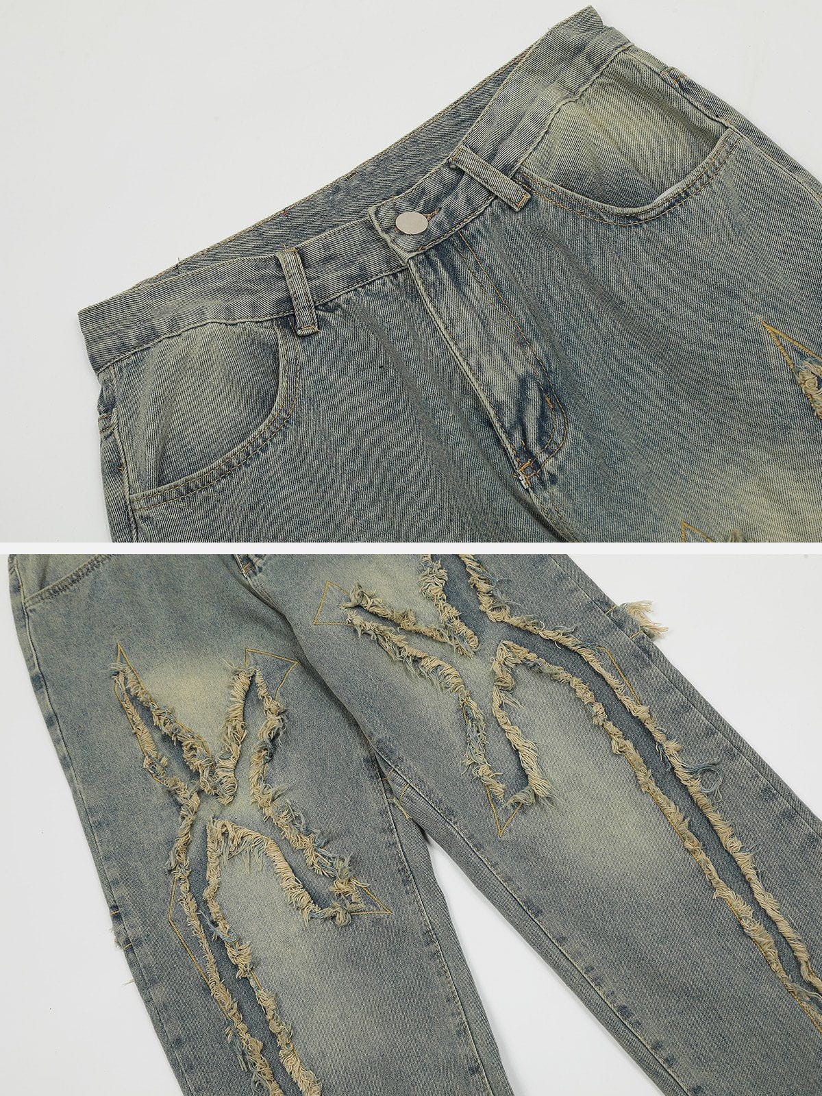Yıkanmış Püskül Detaylı Jean