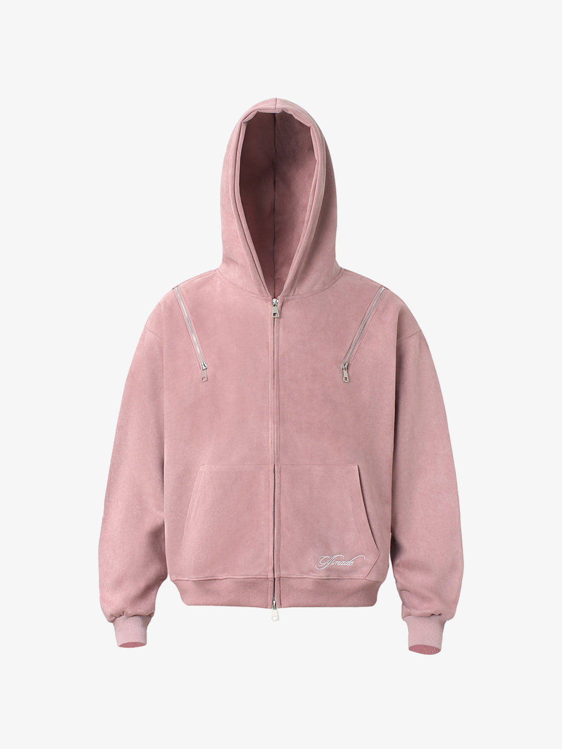 Double Zipper Detaylı Cropped Süet Hoodie Ceket