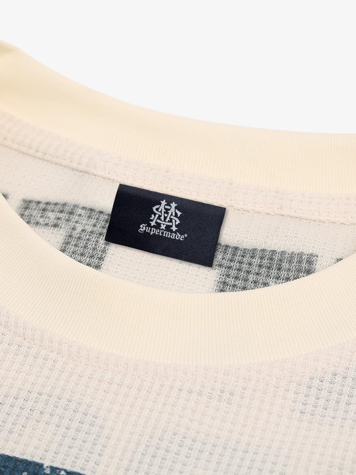 Özel Tasarım Waffle Örgü Grafik Sweatshirt