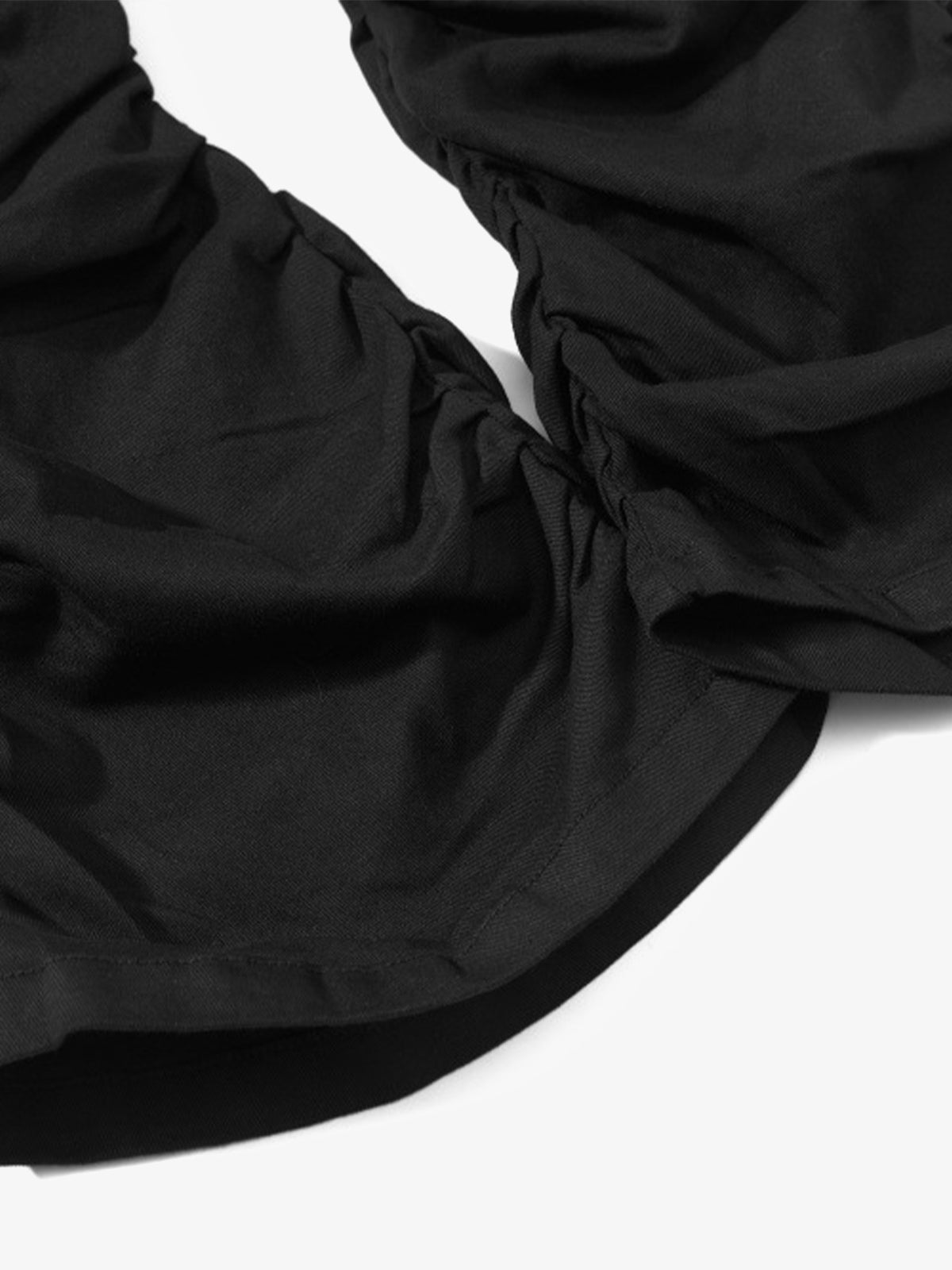 Vintage Flared Pantolon | PU Deri Pleated Patchwork