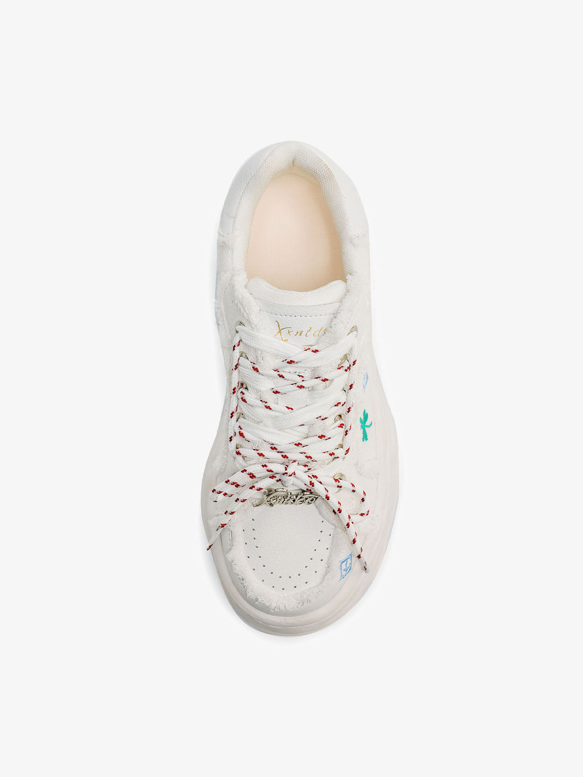UrbanLaws Sokak Modası Frayed Denim Floral Embroidered Spor Ayakkabı