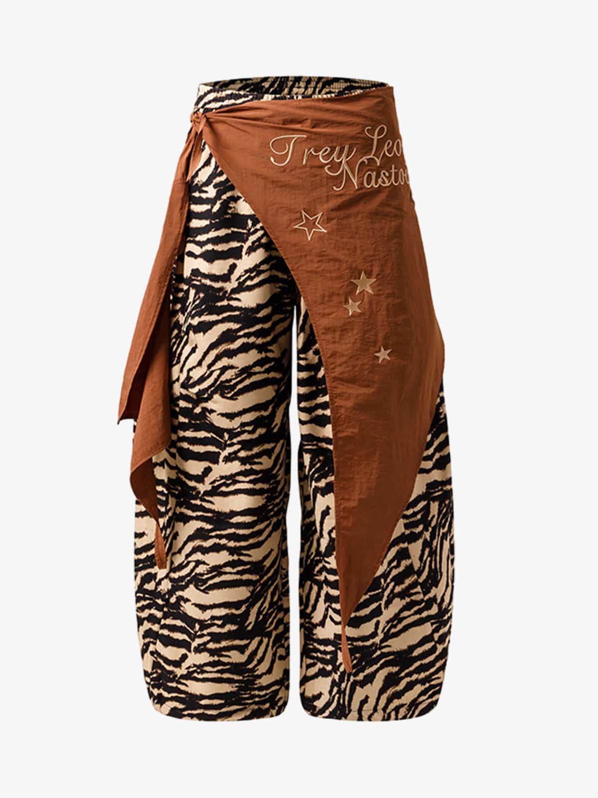 Retro Zebra Desenli Barrel Pantolon | Tasarımsal