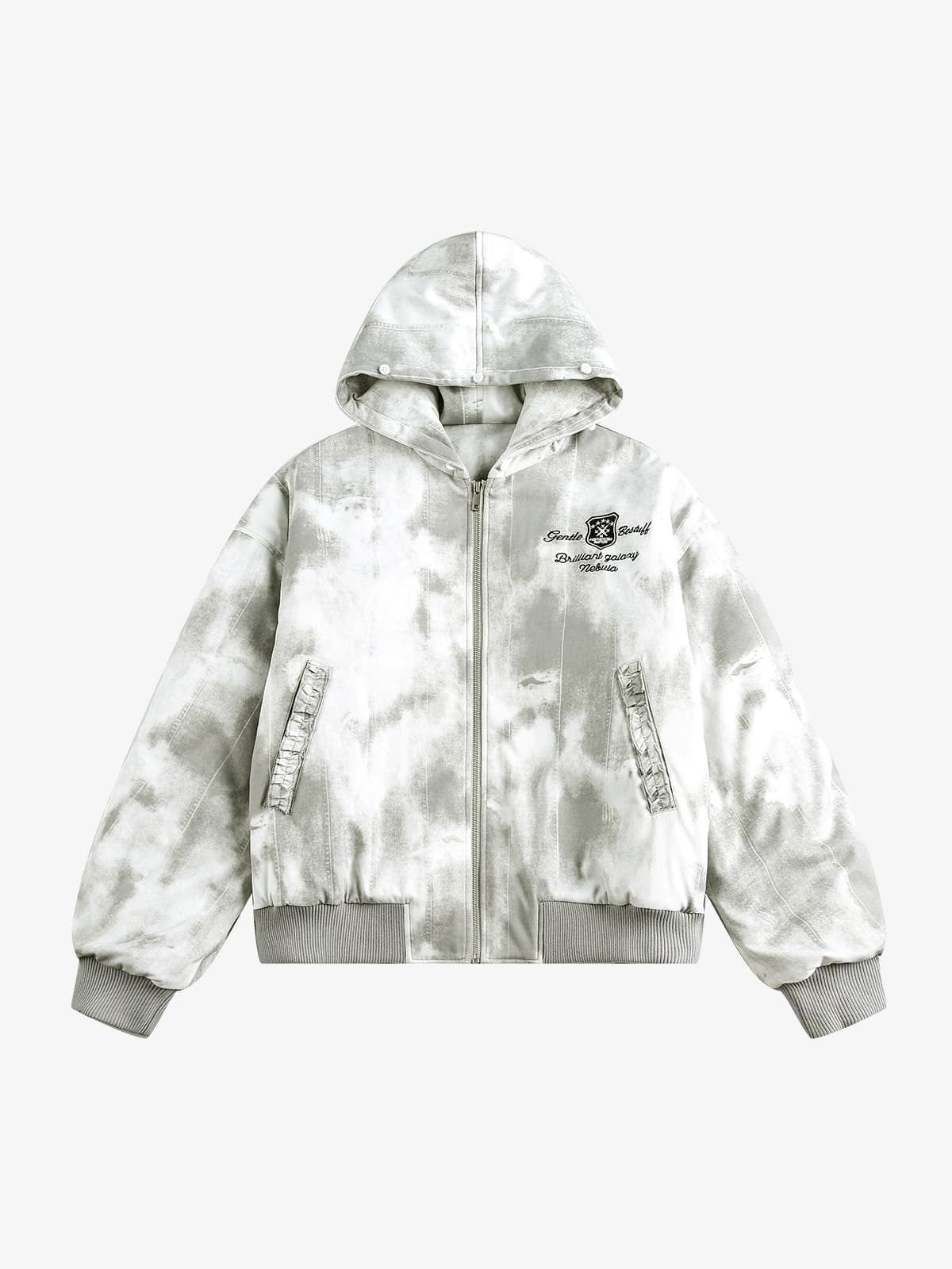 Vintage Tie-Dye Bomber | Çıkarılabilir Kürklü Yaka
