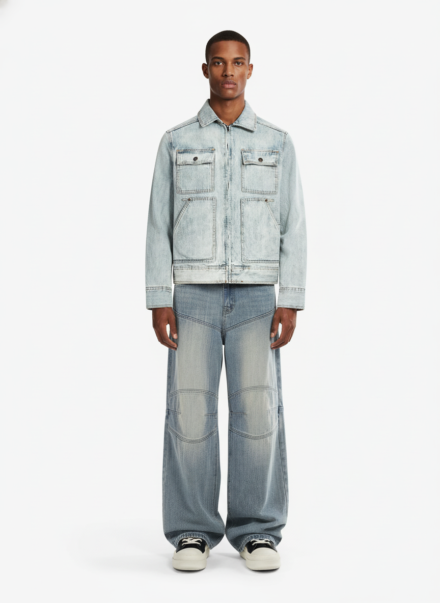 Vintage Yıkamalı Baggy Jean | Patchwork