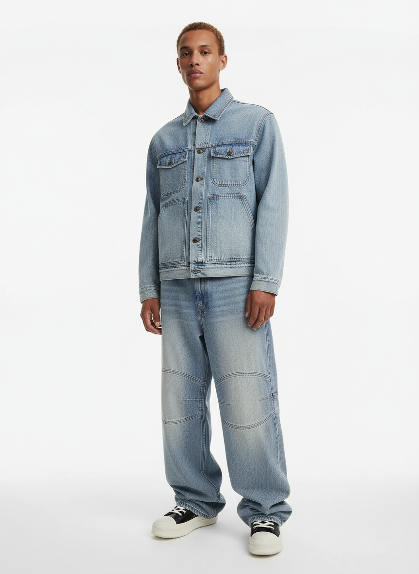 Vintage Yıkamalı Baggy Jean | Patchwork