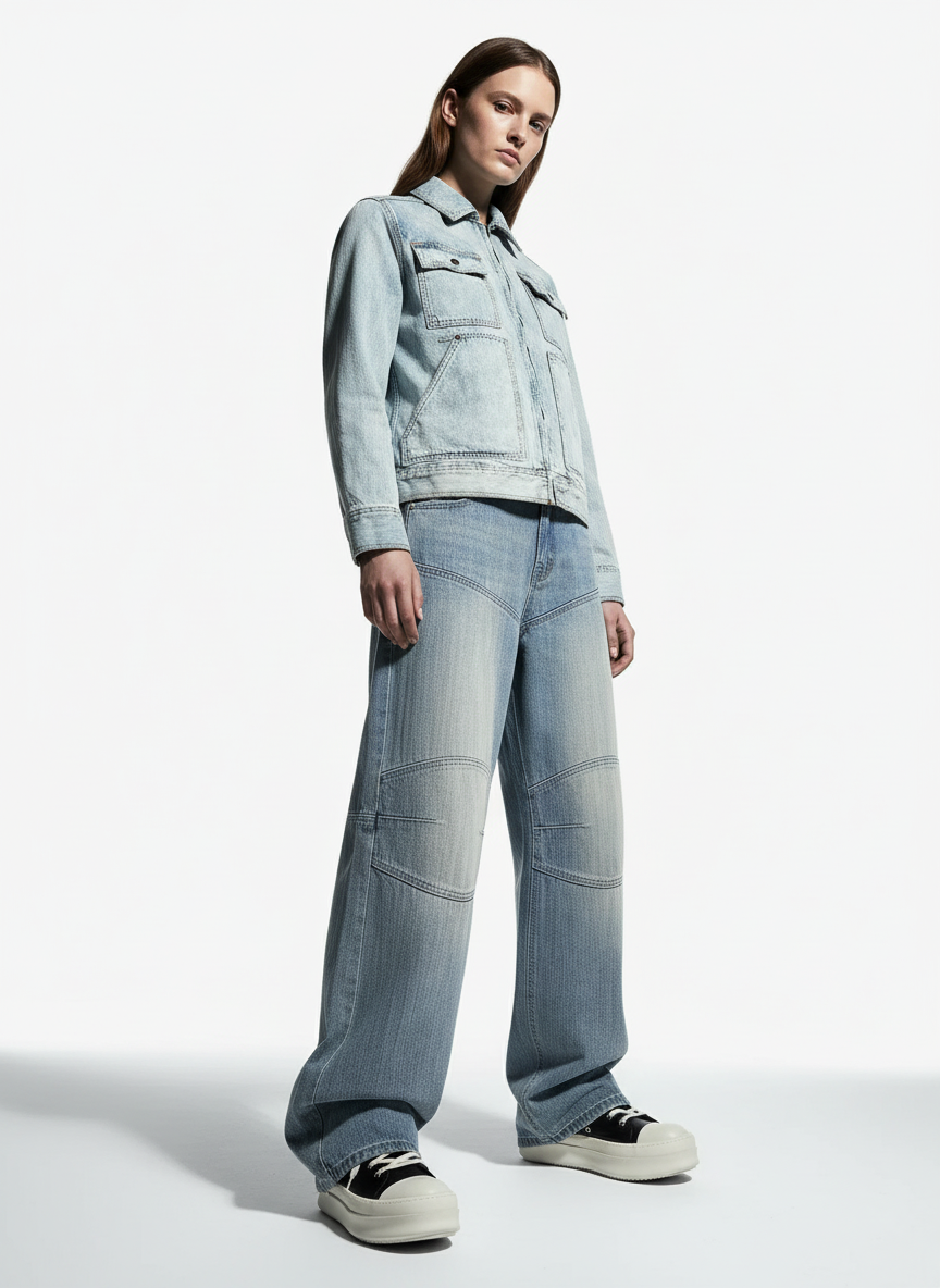Vintage Yıkamalı Baggy Jean | Patchwork