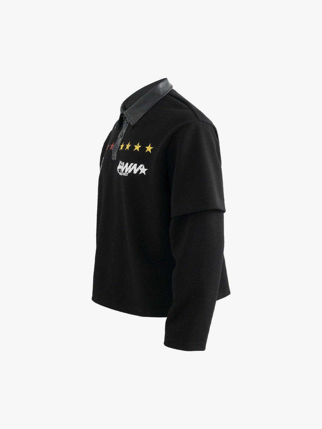 UrbanLaws Motosiklet Stil Polo Yaka Uzun Kollu Tişört