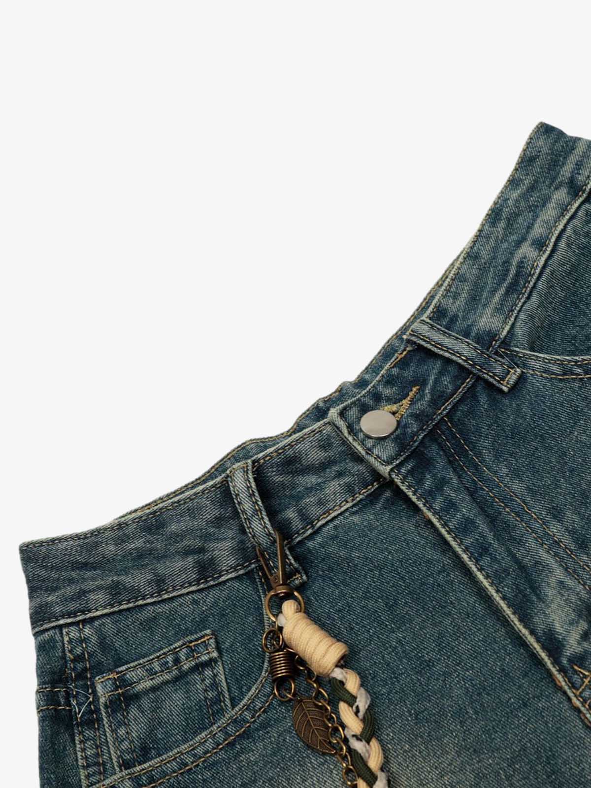 Vintage Inkjet Yıpratmalı Dirty Dye Yıkamalı Scimitar Jean