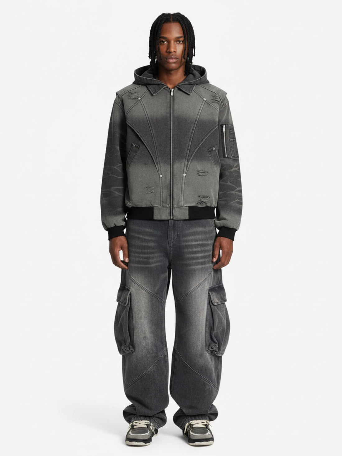 Vintage Yıkamalı Kargo Jean | Çok Cepli