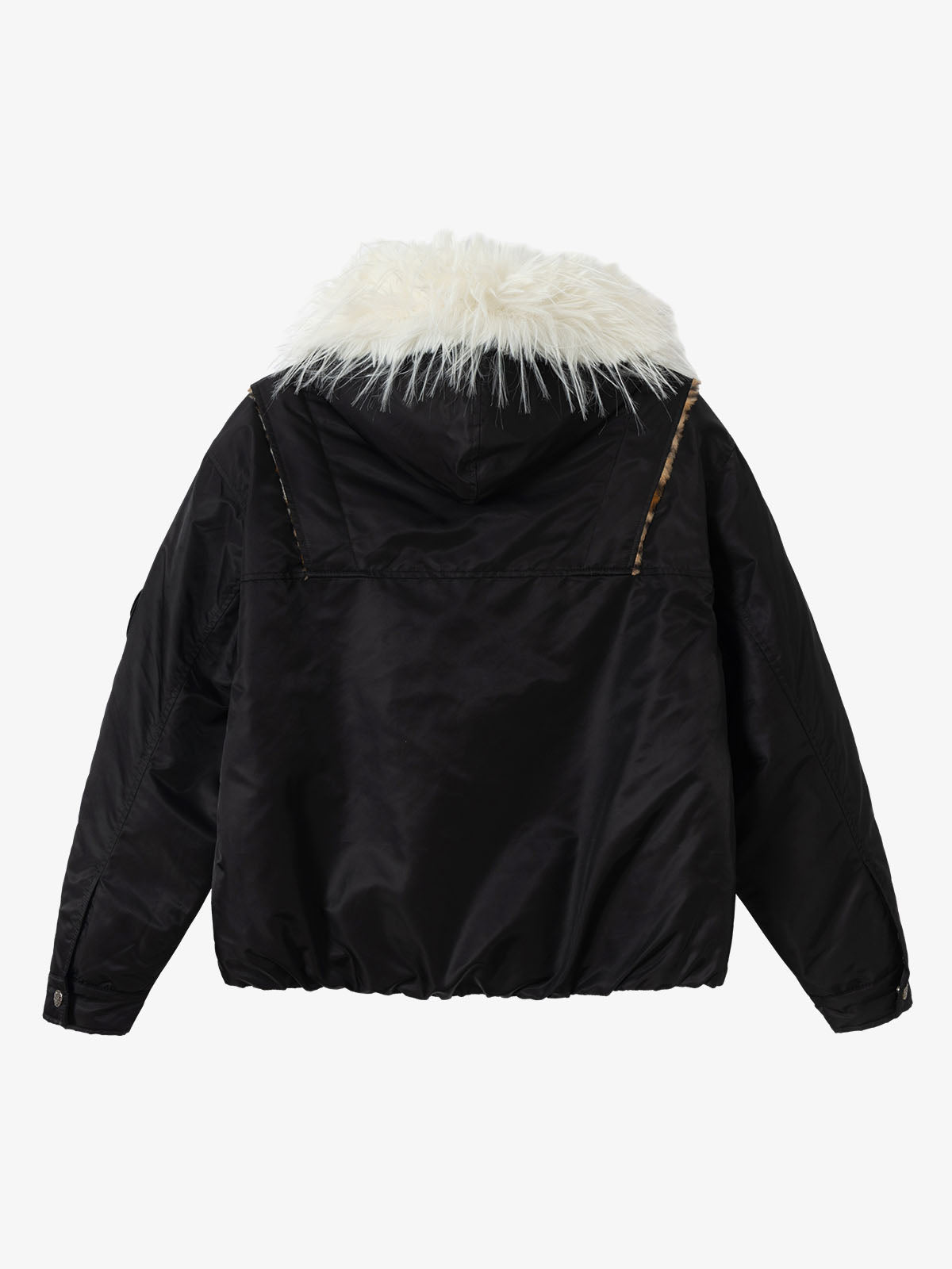Retro Kürklü Yaka Bomber | Leopar İç Astar