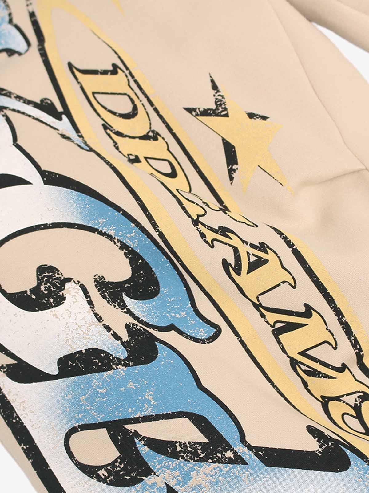 Graffiti Baskılı Fleece Eşofman | Retro Baggy
