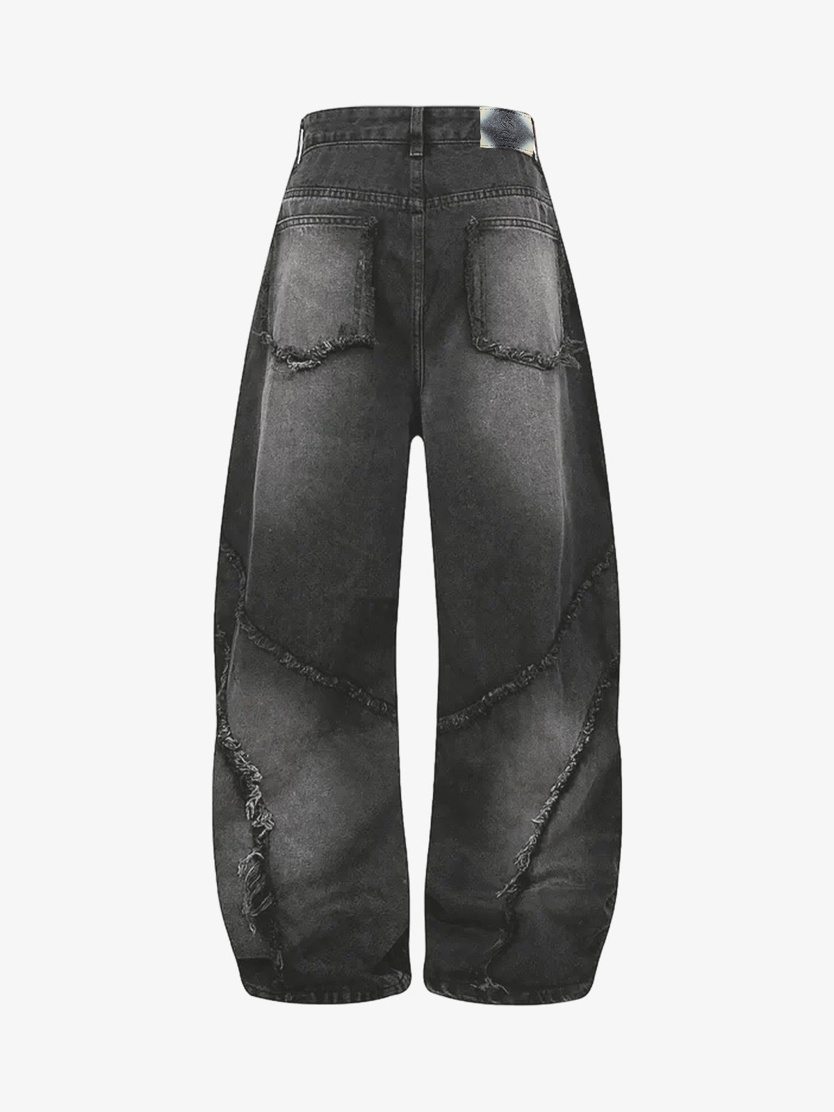 Raw Edge Tasarımlı Yıpratmalı Barrel Jean