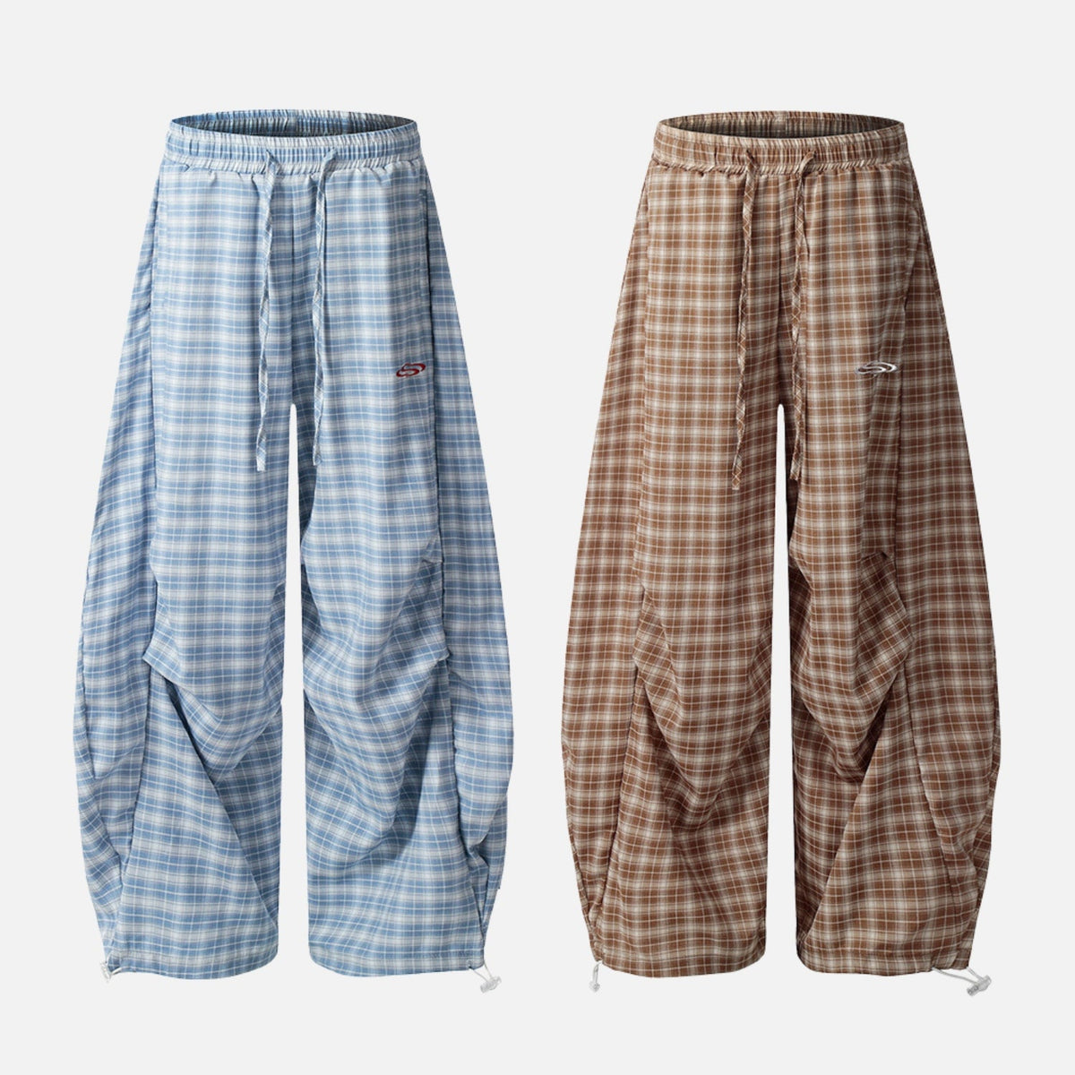 UrbanLaws Ekose Desenli Slouchy Slant Baggy Pantolon