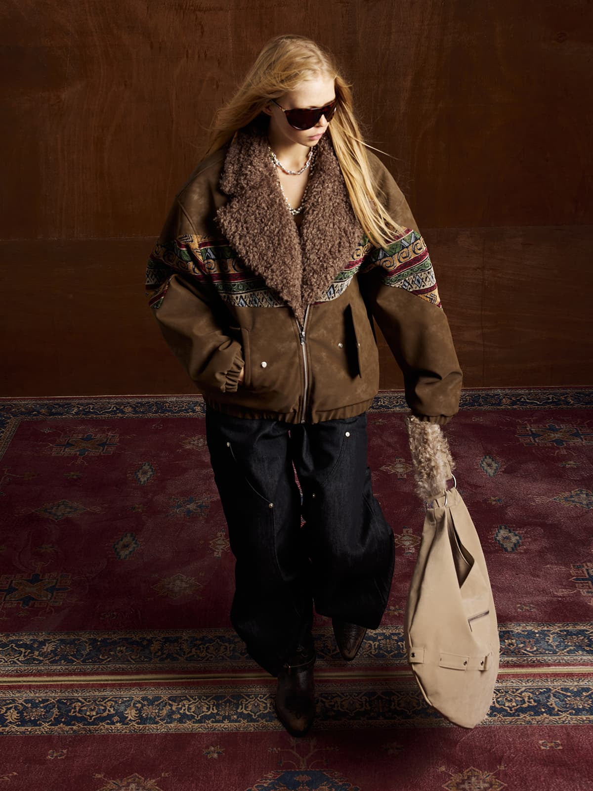 Vintage Deri Sherpa Ceket | Patchwork & Pamuk
