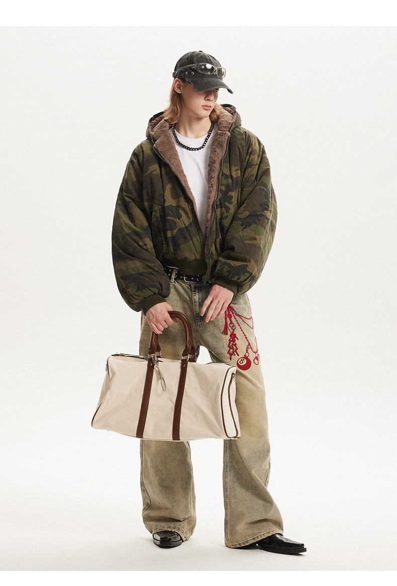 UrbanLaws Retro Kamuflaj Desenli Streetwear Ceket