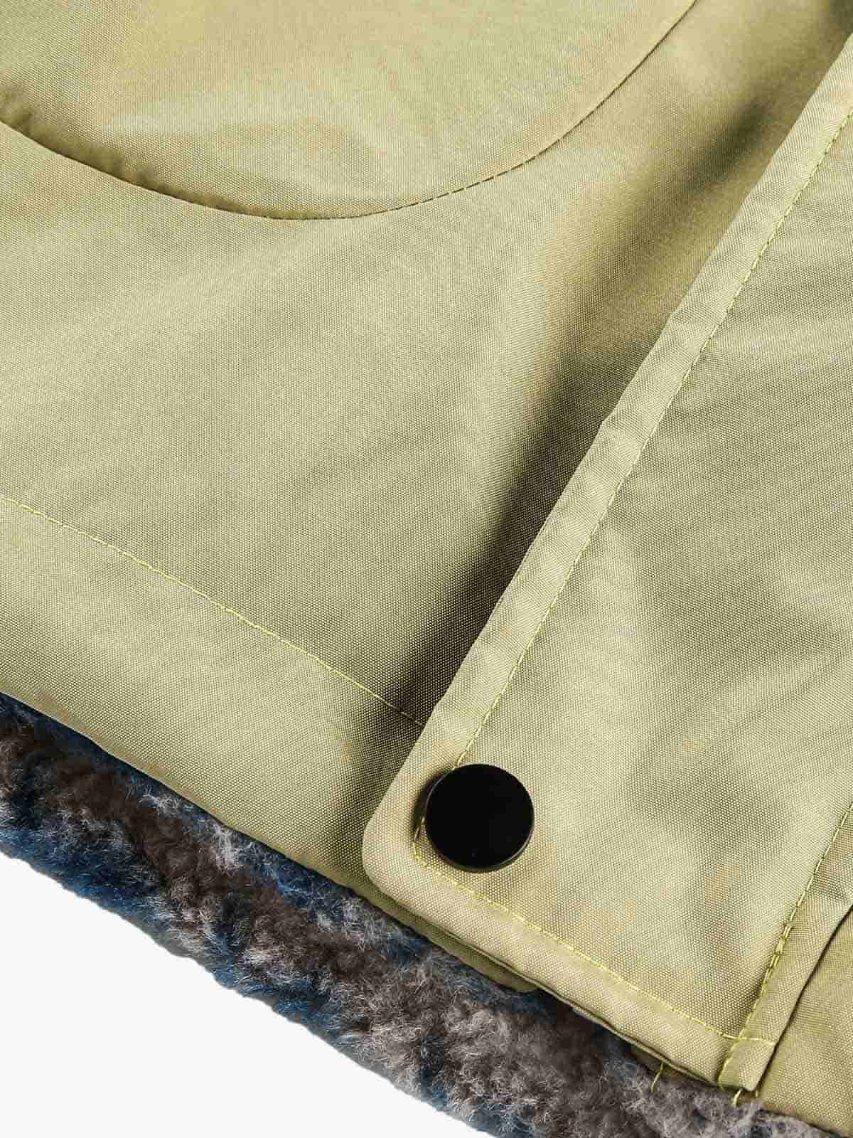 Çift Taraflı Retro Şeritli Suni Kürklü Yakalı Mont | Unisex Kışlık Shearling Ceket