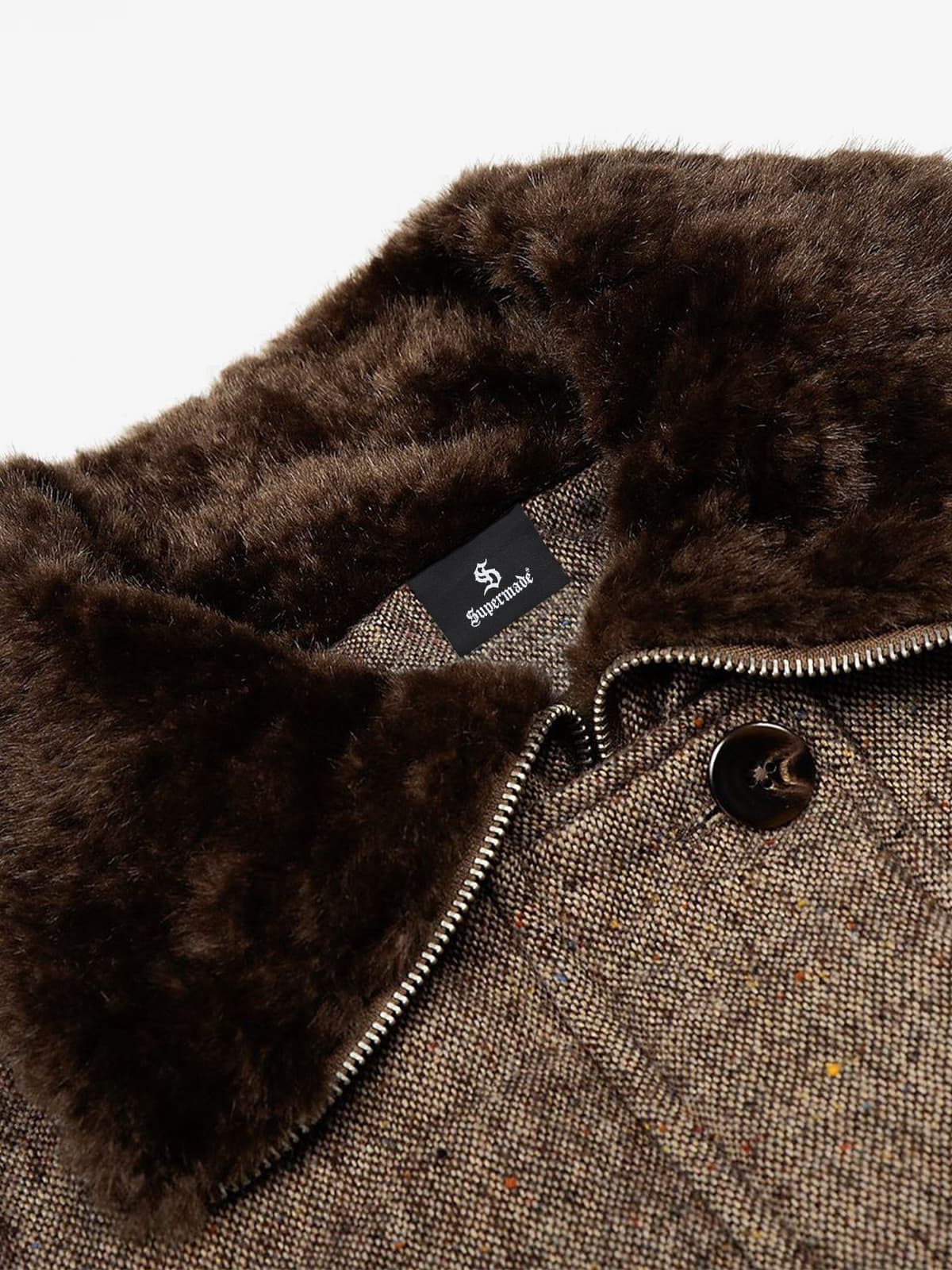 Retro Tweed Bomber | Kürklü Yaka Ceket