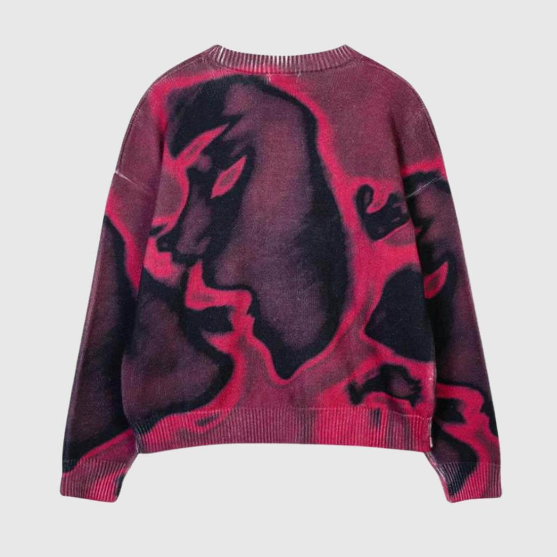 UrbanLaws Sokak Modası Y2K Print Knit Sweater