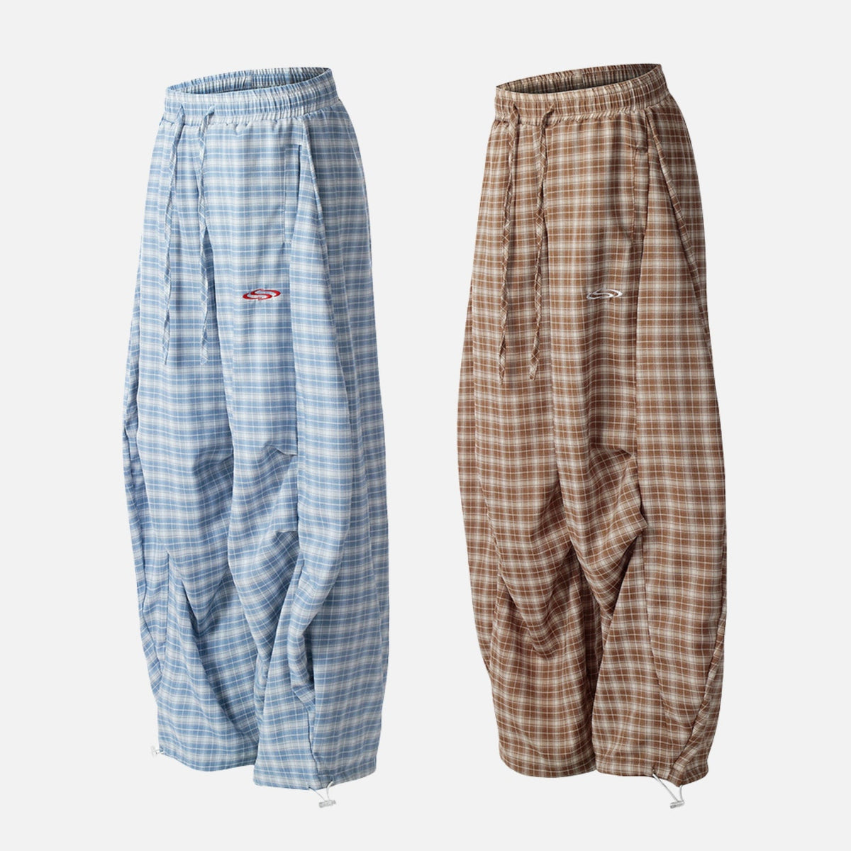 UrbanLaws Ekose Desenli Slouchy Slant Baggy Pantolon