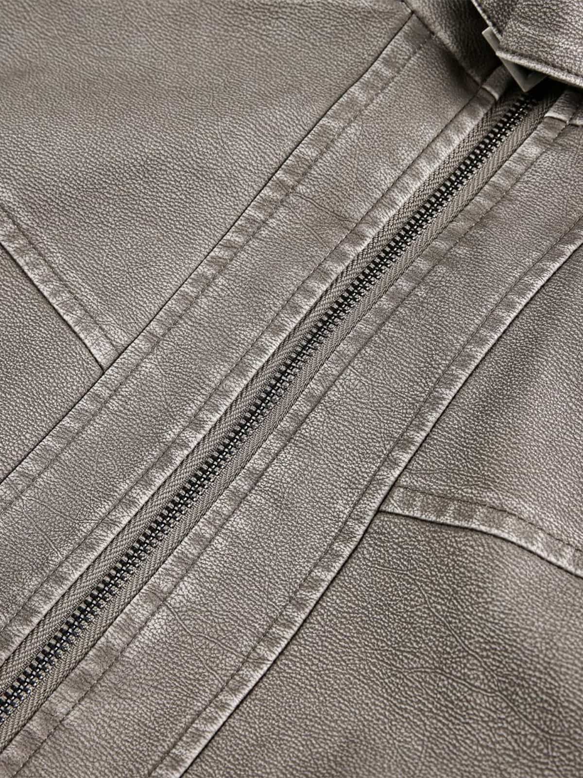 Retro Dik Yaka PU Deri Bomber Ceket