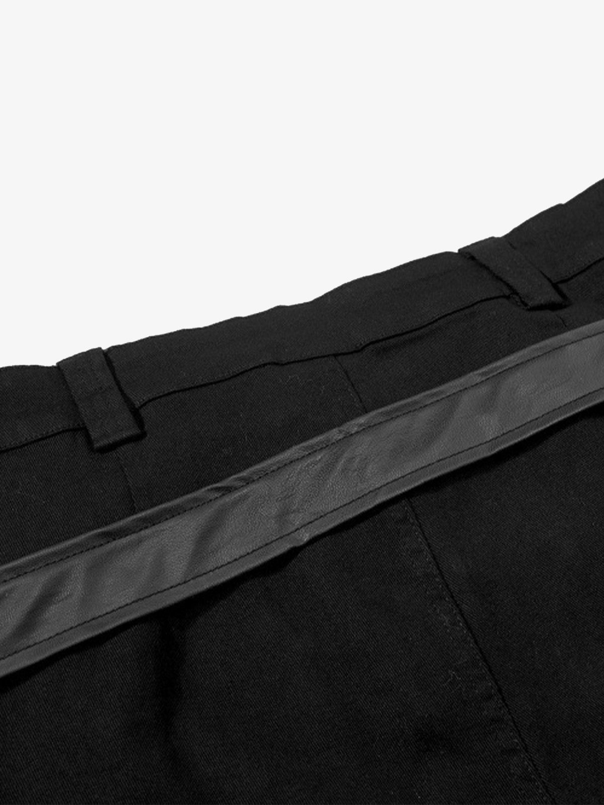 Vintage Flared Pantolon | PU Deri Pleated Patchwork