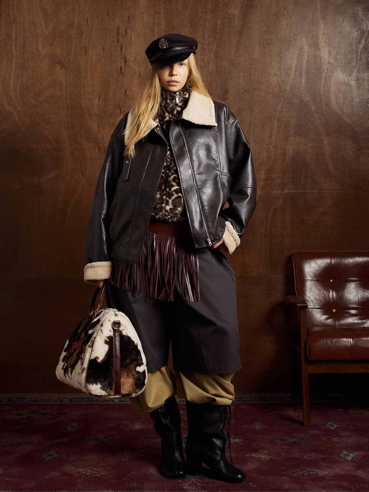Vintage Deri Ceket | Shearling Yaka & Cropped