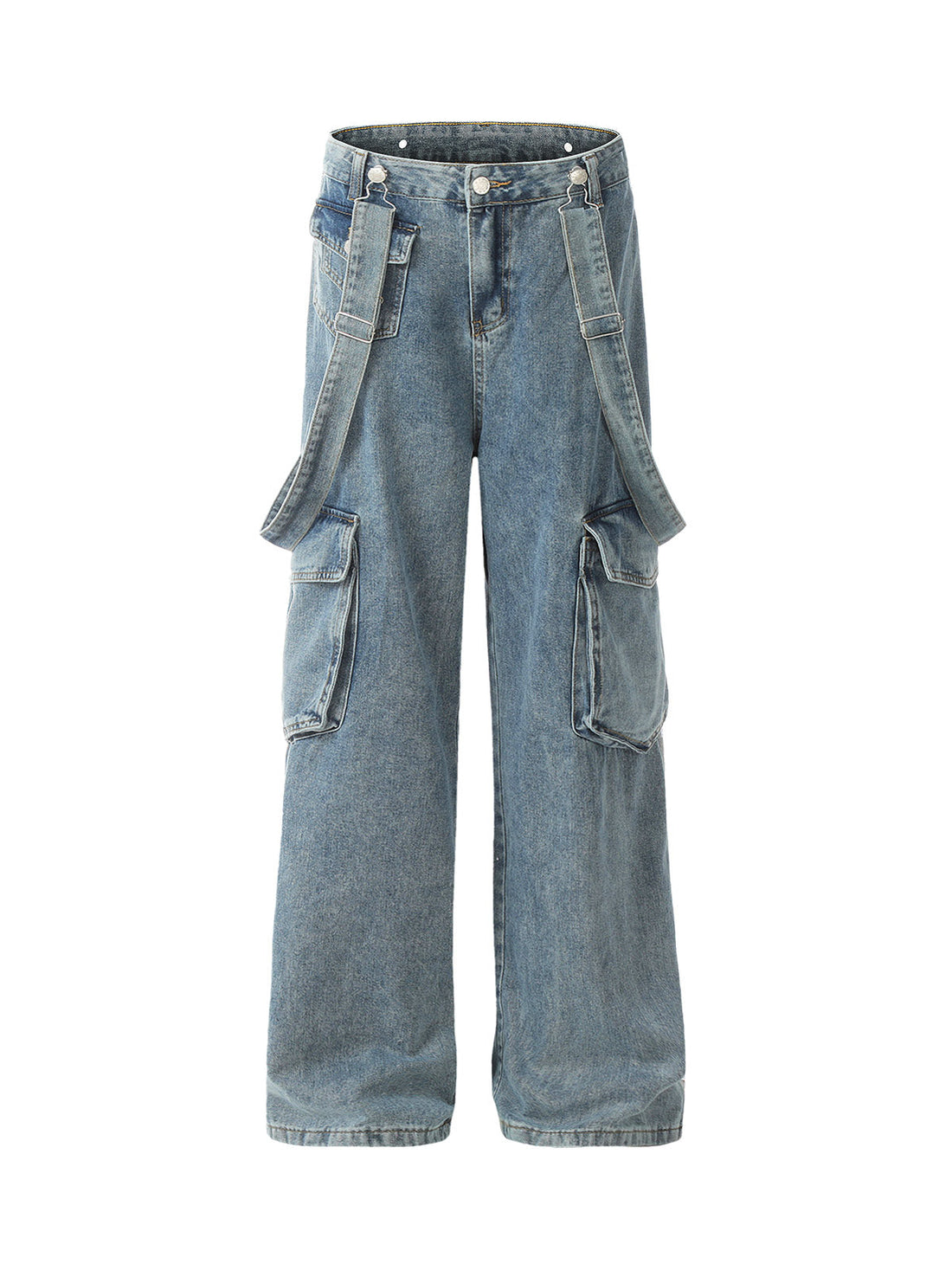 Retro Çıkarılabilir Askılı Çok Cepli Jean
