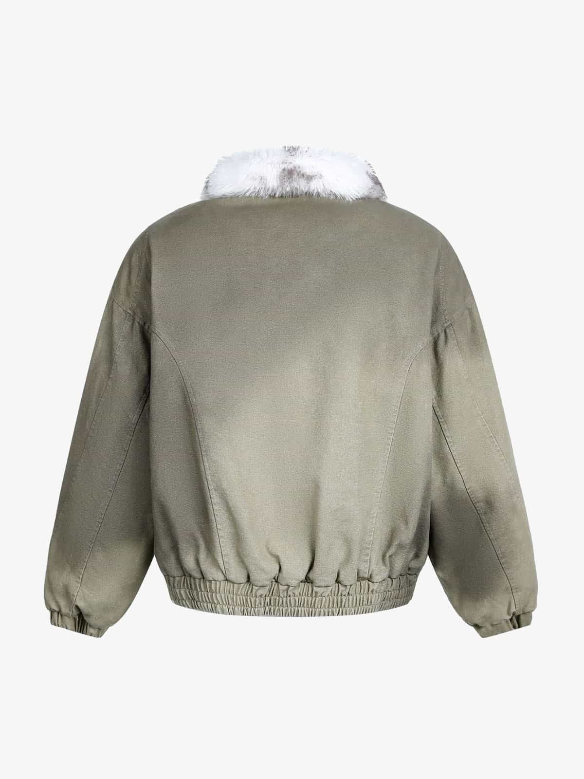Vintage Yıkamalı Bomber | Kürklü Yaka