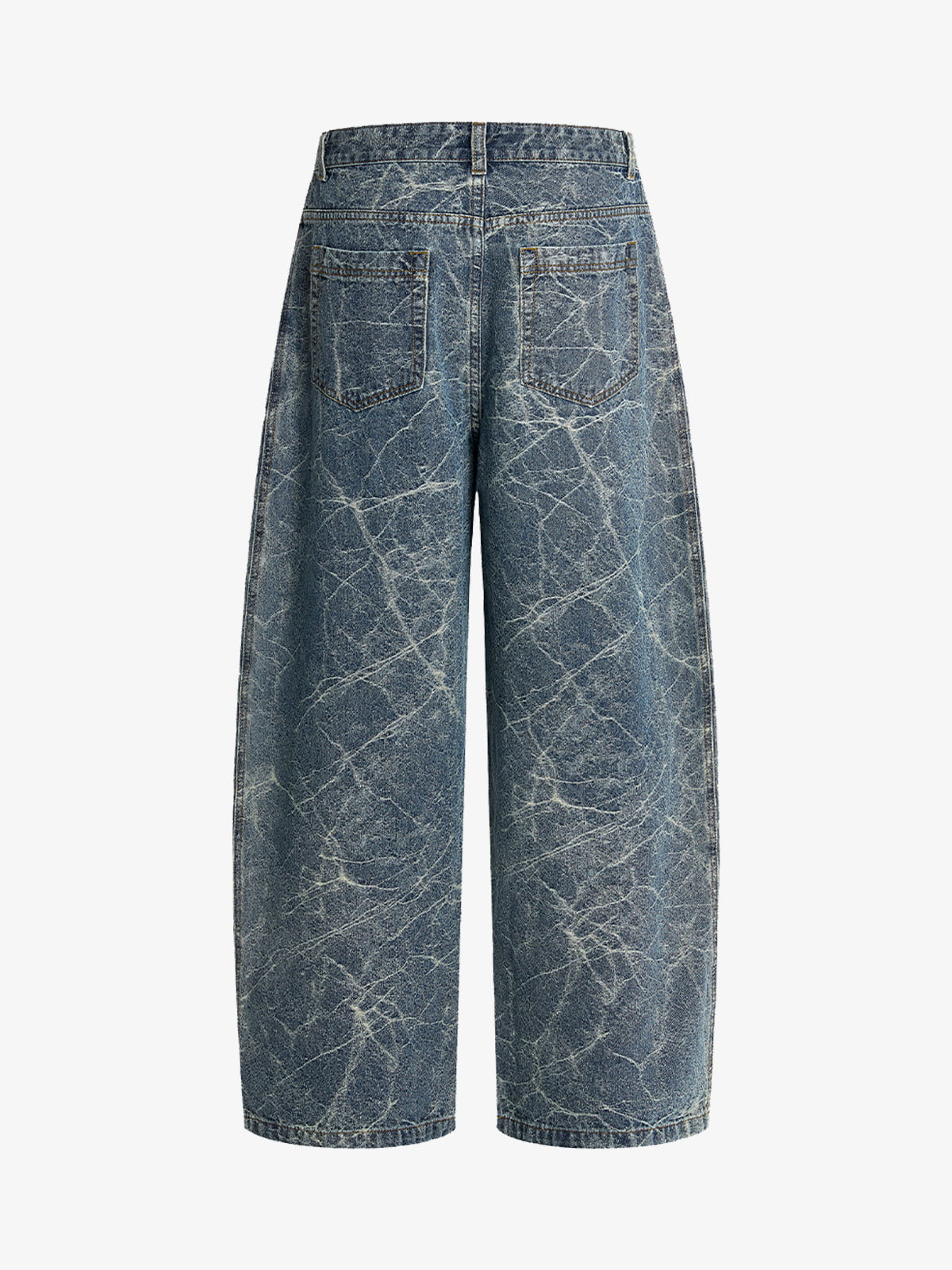 Crackle Yıkamalı Retro Barrel Jean | Geniş Paça