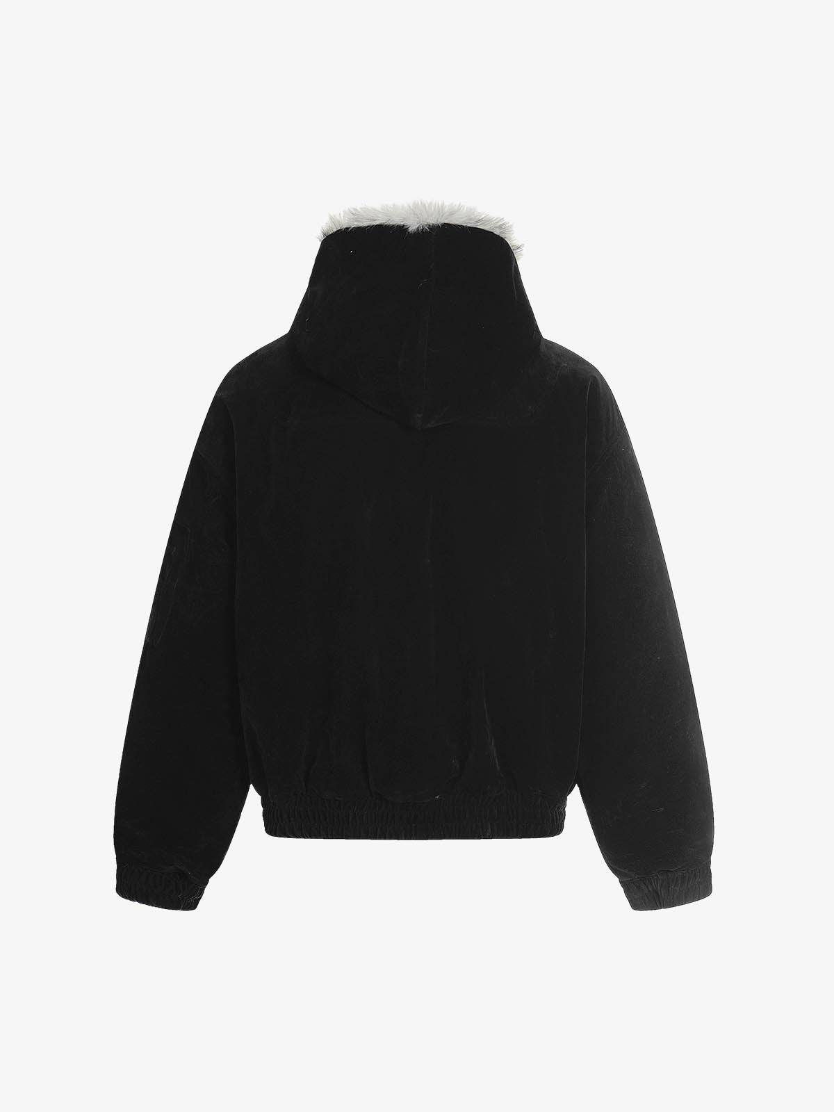 Metal Klipsli Süet Bomber Ceket | Kürklü Kapüşon